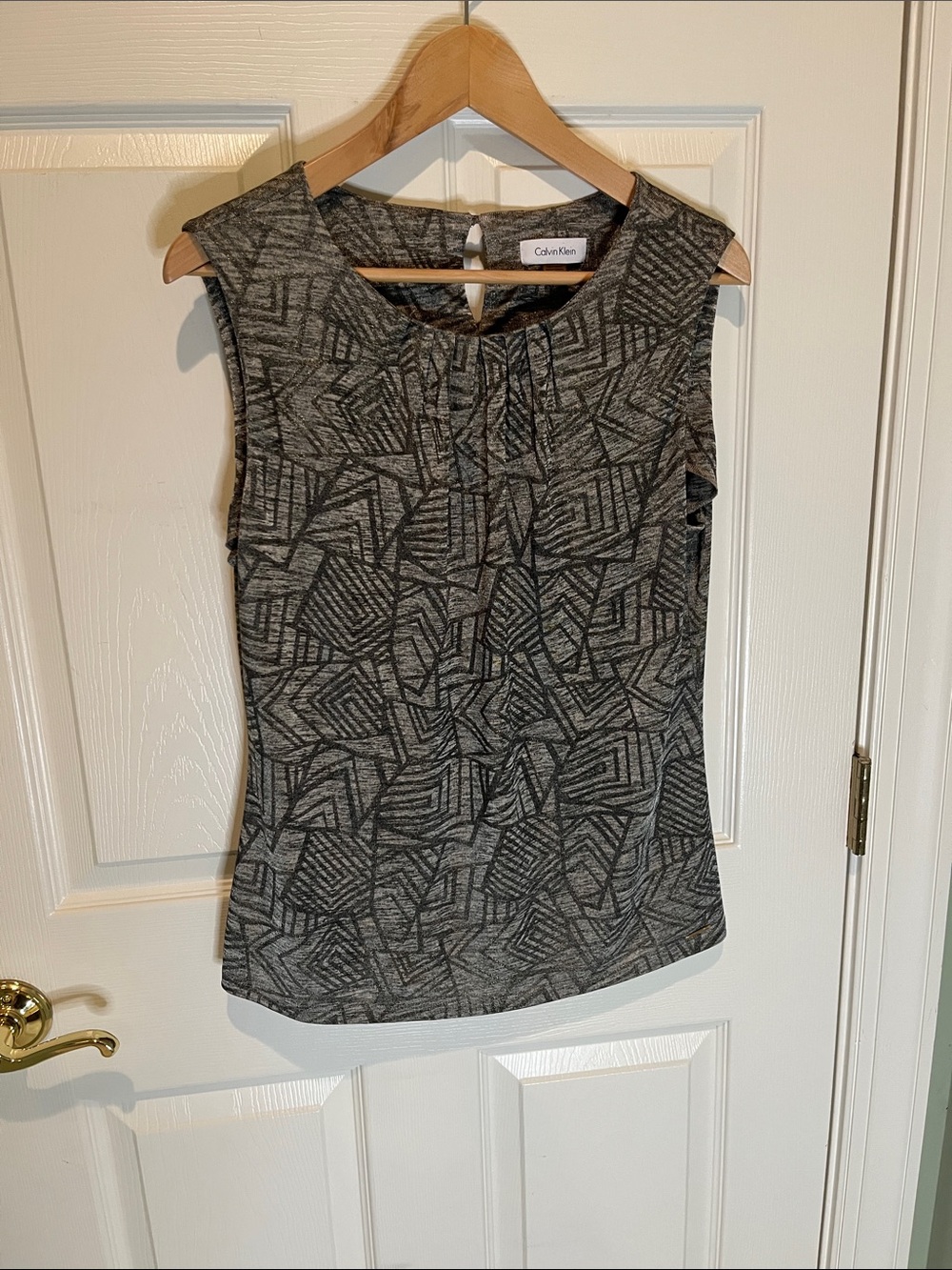 Calvin Klein Metallic Charcoal Knit Top